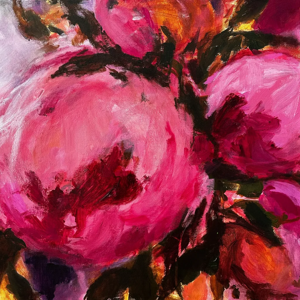Peony in Love 24" x 24” Acrylic on Canvas